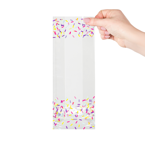 Blokbodemzakjes transparant bedrukt 'feest' 100 + 60 x 280 mm - per 100 stuks-2