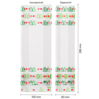 Blokbodemzakjes transparant bedrukt 'kerst' 100 + 60 x 280 mm - per 100 stuks-3