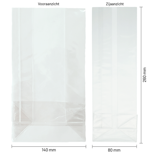 Blokbodemzakjes plastic transparant 140 + 80 x 260 mm - per 100 stuks-3