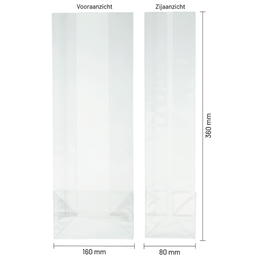 Blokbodemzakjes plastic transparant 160 + 80 x 360 mm - per 100 stuks-3