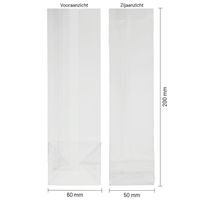 Blokbodemzakjes plastic transparant 60 + 50 x 200 mm - per 100 stuks-3
