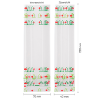 Blokbodemzakjes transparant bedrukt 'kerst' 70 + 40 x 220 mm - per 100 stuks-3