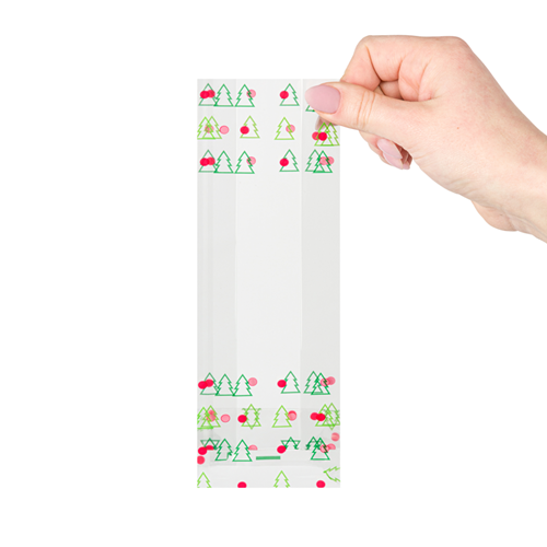 Blokbodemzakjes transparant bedrukt 'kerst' 70 + 40 x 220 mm - per 100 stuks-2