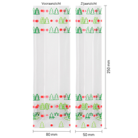 Blokbodemzakjes transparant bedrukt 'kerst' 80 + 50 x 250 mm - per 100 stuks-3