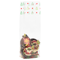 Blokbodemzakjes transparant bedrukt 'kerst' 80 + 50 x 250 mm - per 100 stuks