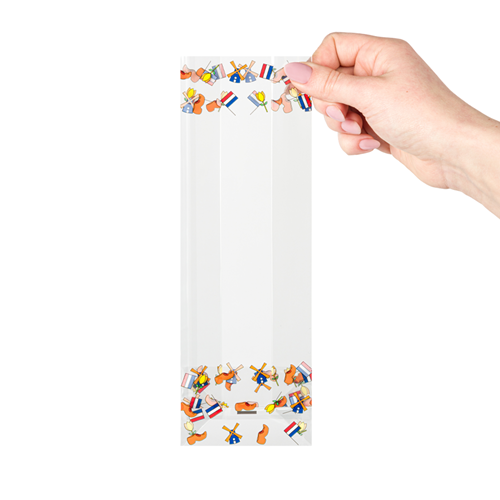 Blokbodemzakjes transparant bedrukt 'Nederland' 80 + 50 x 250 mm - per 100 stuks-2