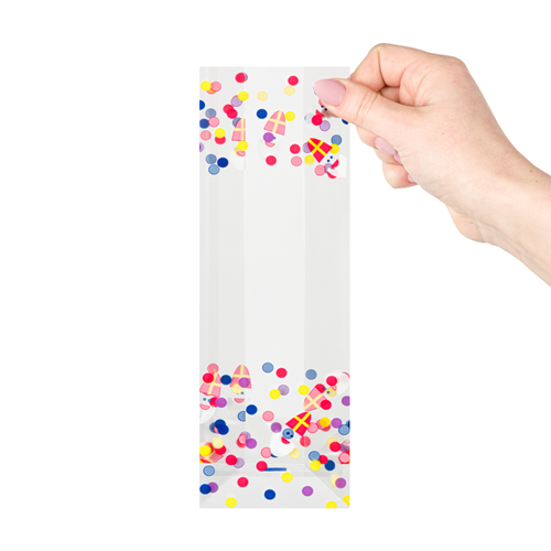 Blokbodemzakjes transparant bedrukt 'Sinterklaas' 80 + 50 x 250 mm - per 100 stuks-2