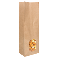Blokbodemzakjes kraftpapier met venster 105 + 65 x 300 mm - per 100 stuks