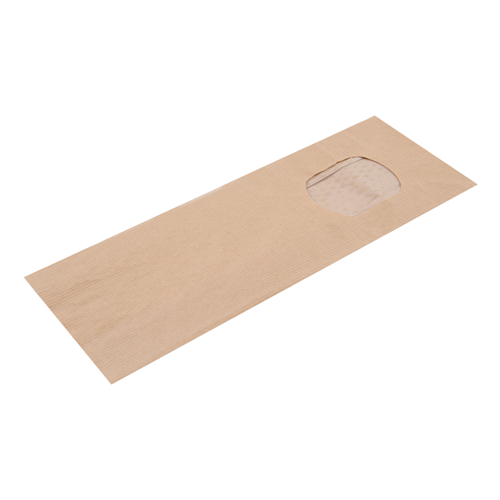 Blokbodemzakjes kraftpapier met venster 105 + 65 x 300 mm - per 100 stuks-2