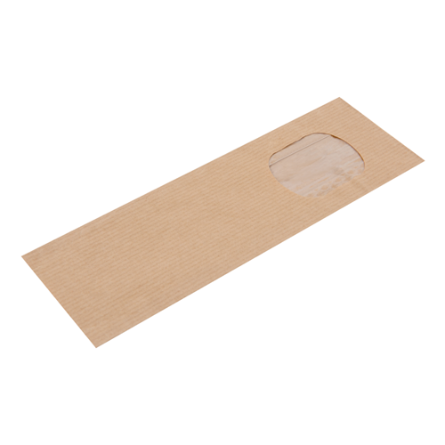 Blokbodemzakjes kraftpapier met venster 70 + 40 x 205 mm - per 100 stuks-2