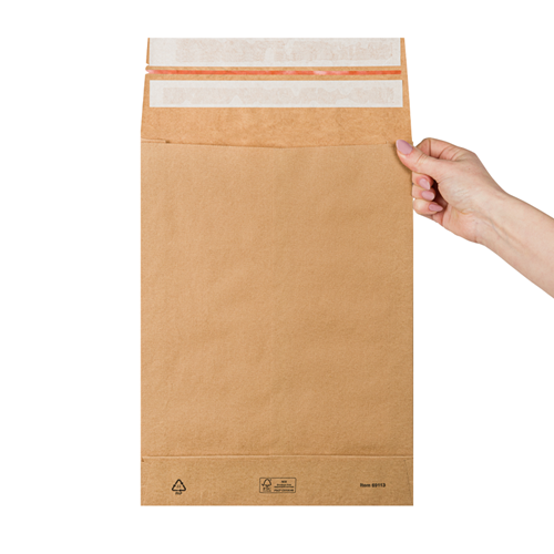 Verzendzakken 250 + 50 x 350 mm papier (E-Green) met retourstrip - per 250 stuks-3