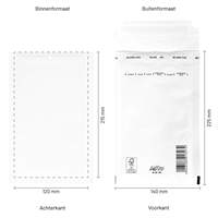 Luchtkussen enveloppen 120 x 215 mm wit (12/B - A6) - per 200 stuks-1