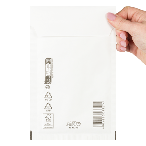 Luchtkussen enveloppen 120 x 215 mm wit (12/B - A6) - per 200 stuks-3