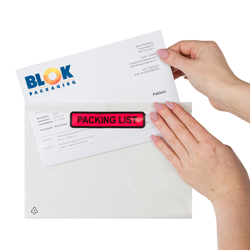 Paklijst enveloppen 225 x 165 mm (A5) plastic - Packing List - per 1000 stuks-2