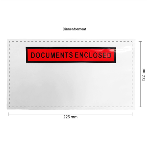 Paklijst enveloppen 225 x 122 mm (DL) plastic - Documents Enclosed - per 1000 stuks-3