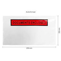 Paklijst enveloppen 225 x 122 mm (DL) plastic - Documents Enclosed - per 1000 stuks-1