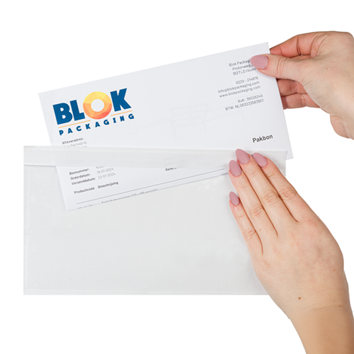 Paklijst enveloppen 225 x 122 mm (DL) plastic - onbedrukt - per 1000 stuks-2