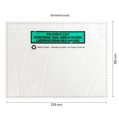 Paklijst enveloppen 228 x 165 mm (A5) papier - bedrukt meertalig - per 1000 stuks-3