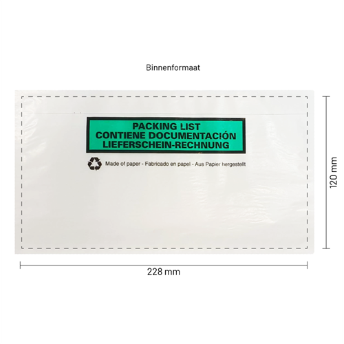 Paklijst enveloppen 228 x 120 mm (DL) papier - bedrukt meertalig - per 1000 stuks-3