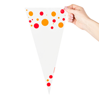 Puntzakken transparant bedrukt 'stippen oranje/rood' 180 x 370 mm - per 250 stuks-3