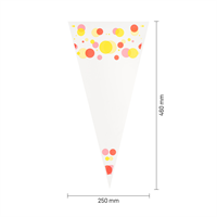 Puntzakken transparant bedrukt 'stippen rood/geel' 250 x 460 mm - per 250 stuks-1