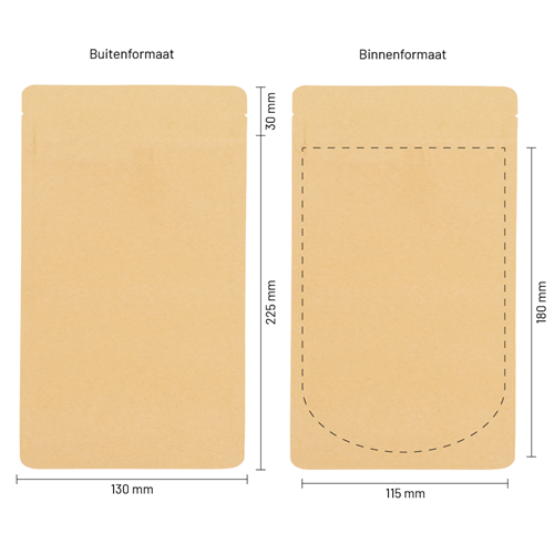 Stazakken kraftpapier composteerbaar (bio-based) 130 x 225 mm (500 ml) - per 100 stuks-3
