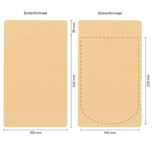 Stazakken kraftpapier composteerbaar (bio-based) 160 x 240 mm (750 ml) - per 100 stuks-3