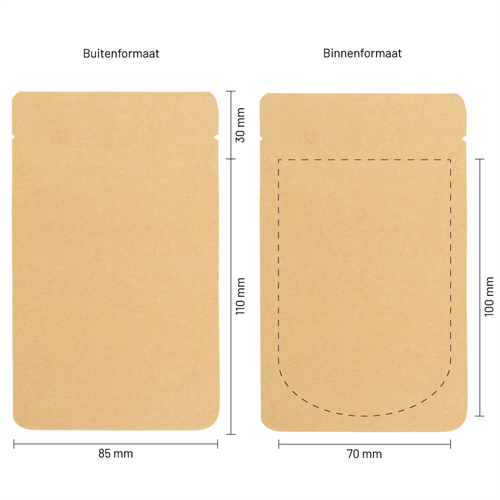 Stazakken kraftpapier composteerbaar (bio-based) 85 x 110 mm (100 ml) - per 100 stuks-3