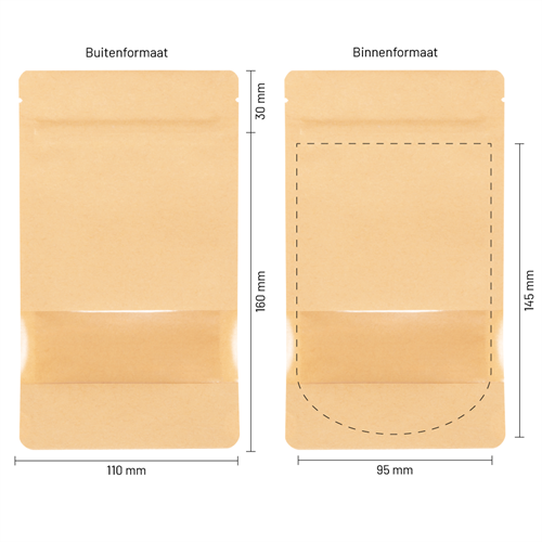 Stazakken kraftpapier met venster 110 x 160 mm (250 ml) - per 100 stuks-3