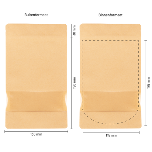 Stazakken kraftpapier met venster 130 x 190 mm (500 ml) - per 100 stuks-3