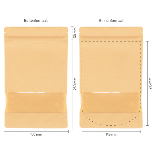 Stazakken kraftpapier met venster 160 x 230 mm (750 ml) - per 100 stuks-3