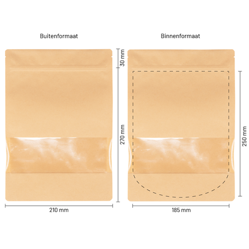 Stazakken kraftpapier met venster 210 x 270 mm (2000 ml) - per 100 stuks-3