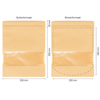 Stazakken kraftpapier met venster 250 x 300 mm (3000 ml) - per 100 stuks-3