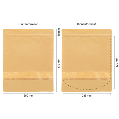Stazakken kraftpapier met venster 300 x 370 mm (5000 ml) - per 100 stuks-2