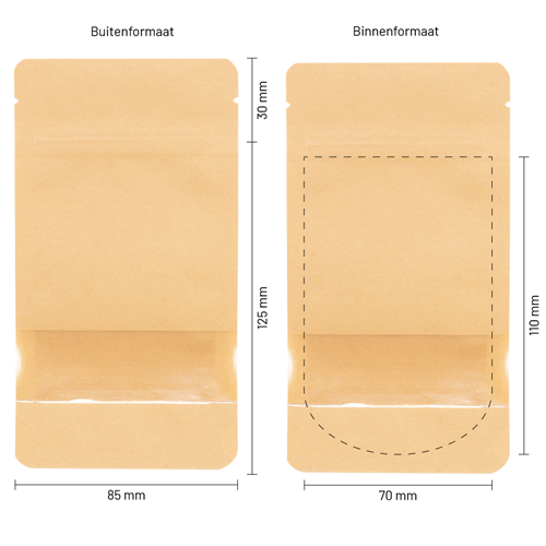 Stazakken kraftpapier met venster 85 x 125 mm (100 ml) - per 100 stuks-3