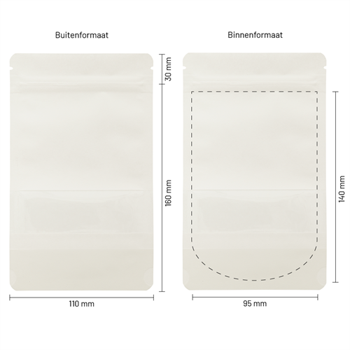 Stazakken kraftpapier wit met venster 110 x 160 mm (250 ml) - per 100 stuks-3