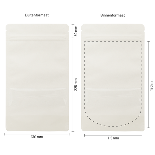 Stazakken kraftpapier wit met venster 130 x 225 mm (500 ml) - per 100 stuks-3