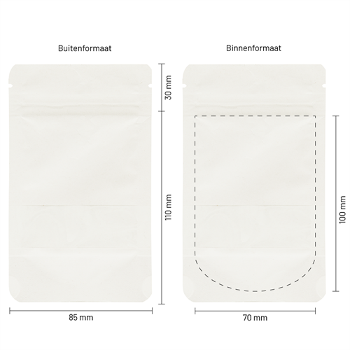 Stazakken kraftpapier wit met venster 85 x 110 mm (100 ml) - per 100 stuks-3