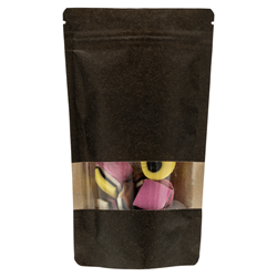 Stazakken kraftpapier zwart met venster 110 x 160 mm (250 ml) - per 100 stuks