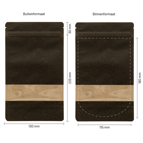 Stazakken kraftpapier zwart met venster 130 x 225 mm (500 ml) - per 100 stuks-3