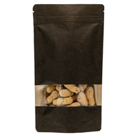 Stazakken kraftpapier zwart met venster 130 x 225 mm (500 ml) - per 100 stuks