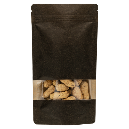 Stazakken kraftpapier zwart met venster 130 x 225 mm (500 ml) - per 100 stuks