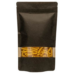 Stazakken kraftpapier zwart met venster 160 x 240 mm (750 ml) - per 100 stuks