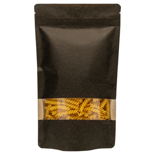 Stazakken kraftpapier zwart met venster 160 x 240 mm (750 ml) - per 100 stuks