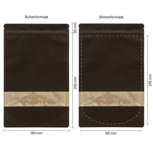 Stazakken kraftpapier zwart met venster 180 x 255 mm (1000 ml) - per 100 stuks-3