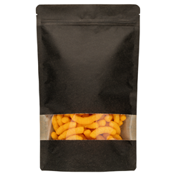 Stazakken kraftpapier zwart met venster 180 x 255 mm (1000 ml) - per 100 stuks