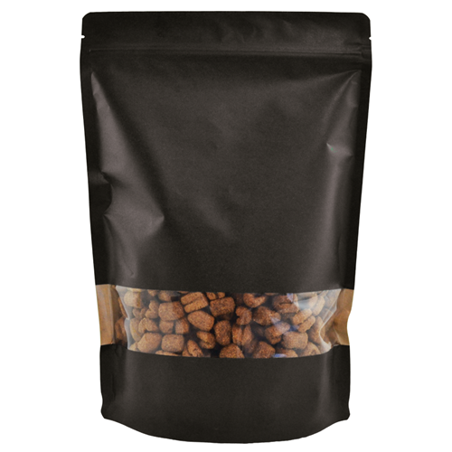 Stazakken kraftpapier zwart met venster 210 x 270 mm (2000 ml) - per 100 stuks