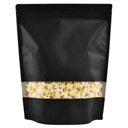Stazakken kraftpapier zwart met venster 300 x 370 mm (5000 ml) - per 100 stuks