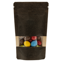 Stazakken kraftpapier zwart met venster 85 x 110 mm (100 ml) - per 100 stuks