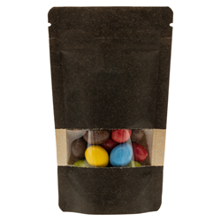 Stazakken kraftpapier zwart met venster 85 x 110 mm (100 ml) - per 100 stuks